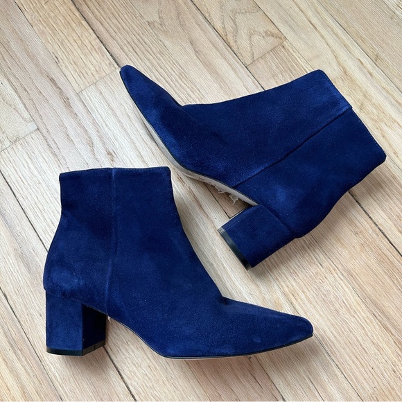 L’agence jeanne blue suede block heel booties women’s size‎ 5 35 - Picture 1 of 11